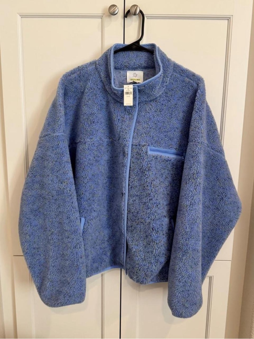 Offline by Aerie Speckled Sherpa Bomber Jacket Blue XL
